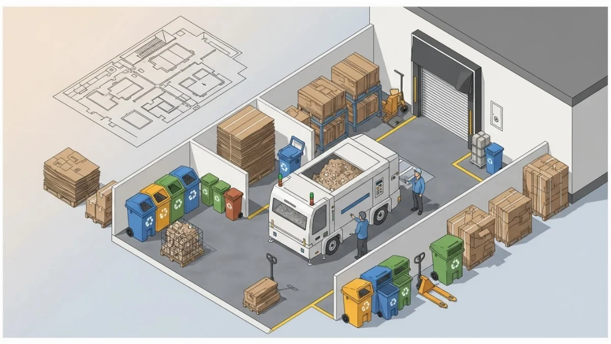 Hệ thống máy ép rác di động có cơ cấu càng nâng thùng rác tiêu chuẩn