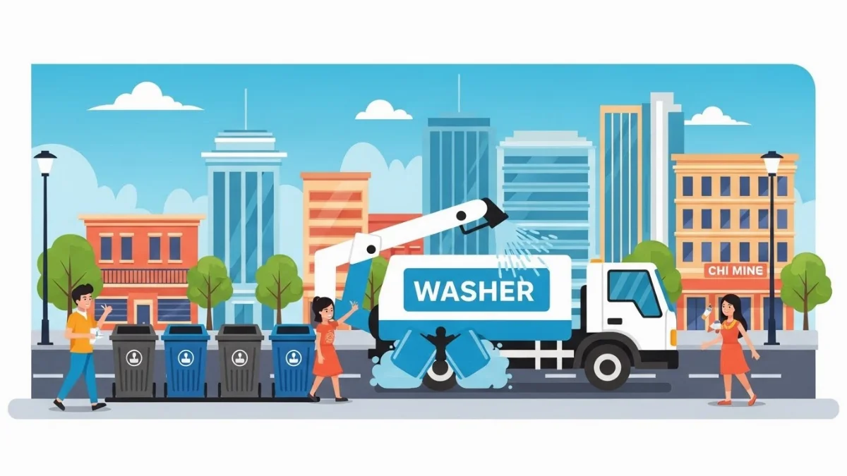 Công nghệ rửa thùng rác hiện đại giúp làm sạch nhanh chóng