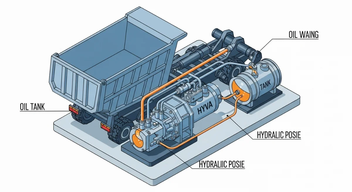 Xe ben sử dụng bơm thủy lực HYVA để nâng thùng
