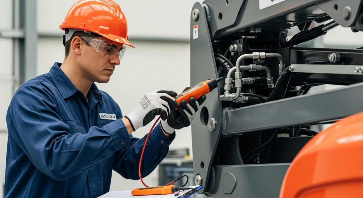 Kiểm tra an toàn xe nâng người trước mỗi ca làm việc