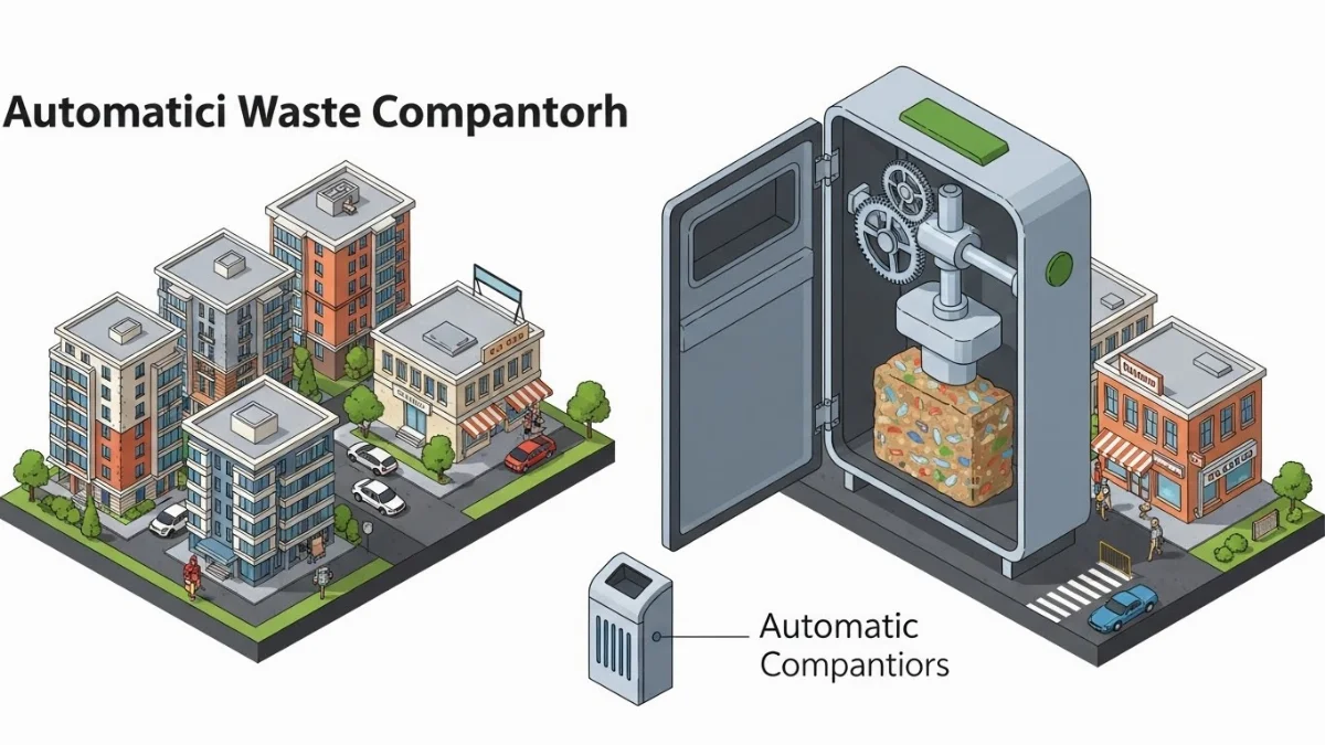 Thùng nén rác tự động ứng dụng tại trung tâm thương mại lớn