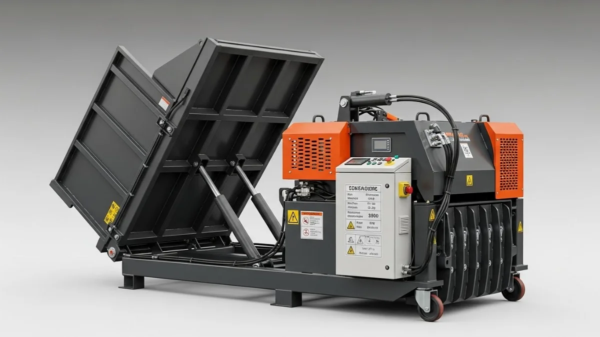 Xe ép rác phễu nâng tiêu chuẩn Châu Âu vận hành hiệu quả