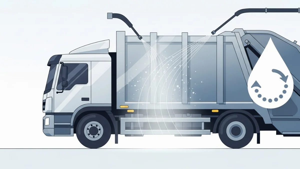 Xe rửa thùng rác tiết kiệm nước bảo vệ môi trường.