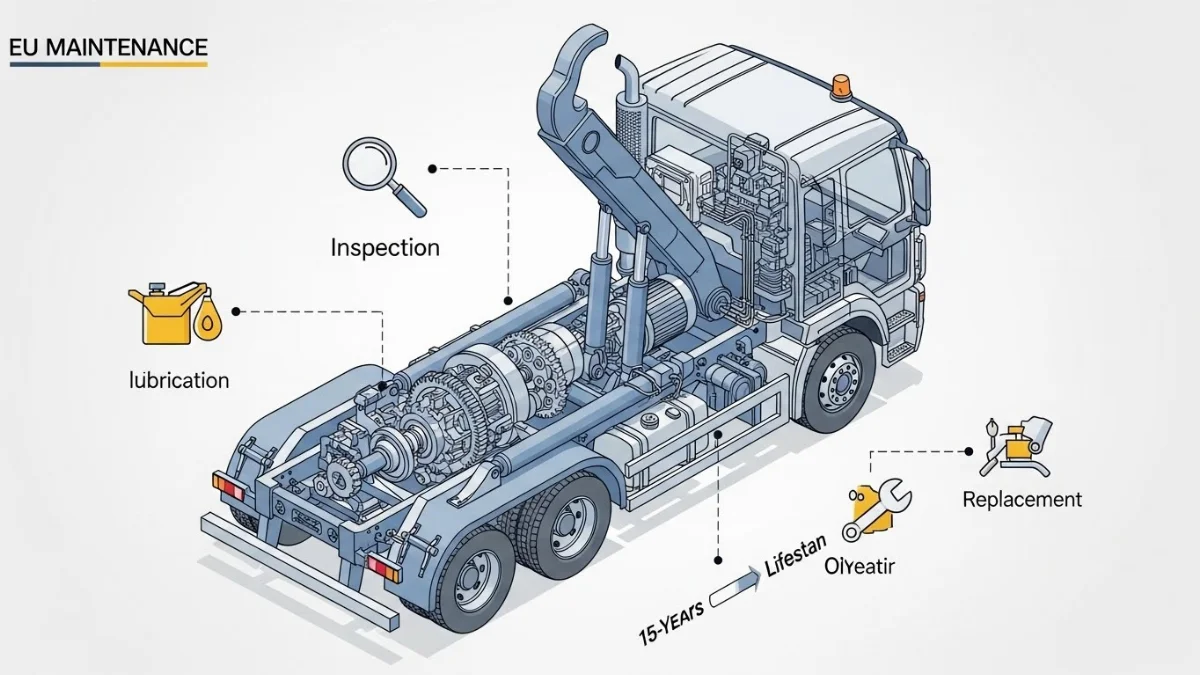 Xe hooklift đang vận h&agrave;nh an to&agrave;n v&agrave; hiệu quả tr&ecirc;n c&ocirc;ng trường