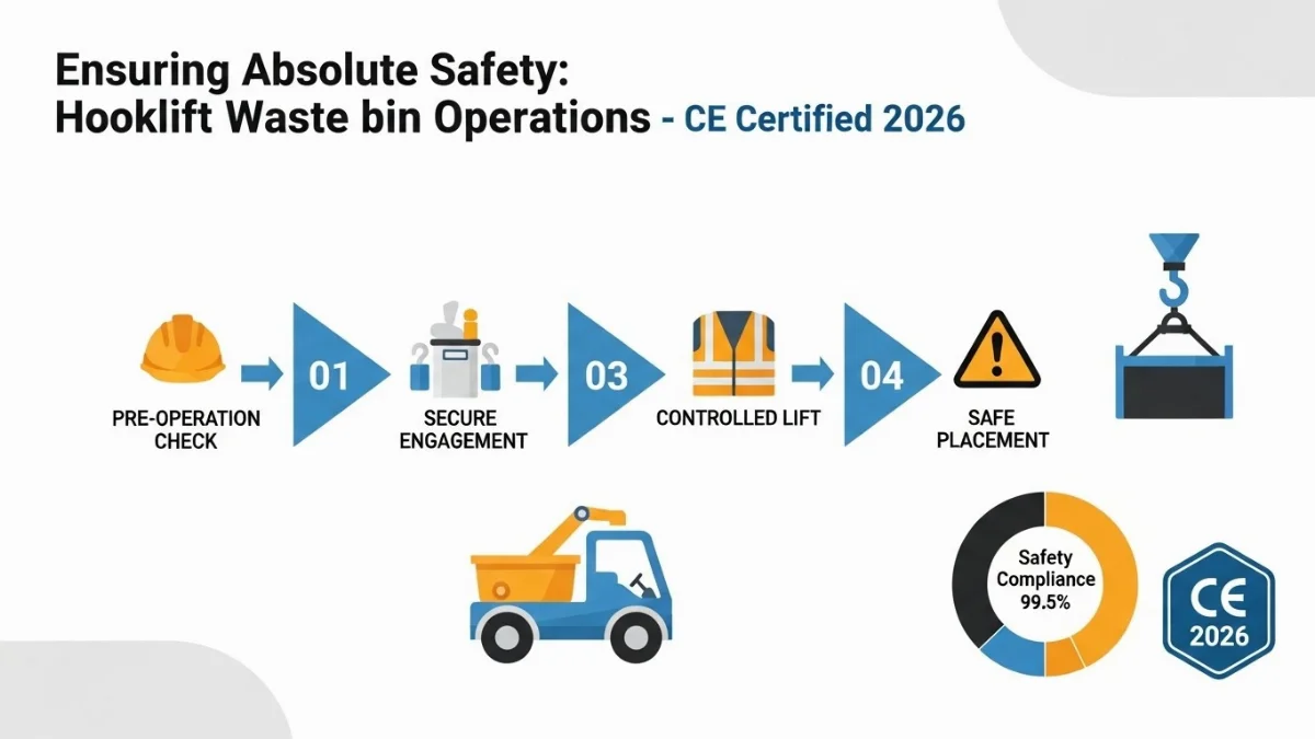 Xe hooklift hiện đại với chứng nhận CE đang hoạt động