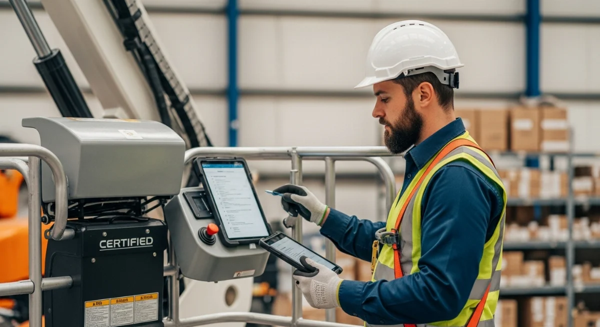 Hình ảnh minh họa việc tuân thủ quy định an toàn xe nâng người