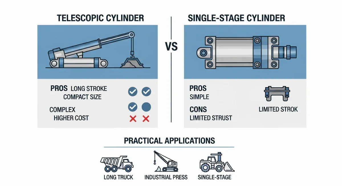Xe ben hạng nặng đang nâng thùng bằng xi lanh tháp ben mạnh mẽ
