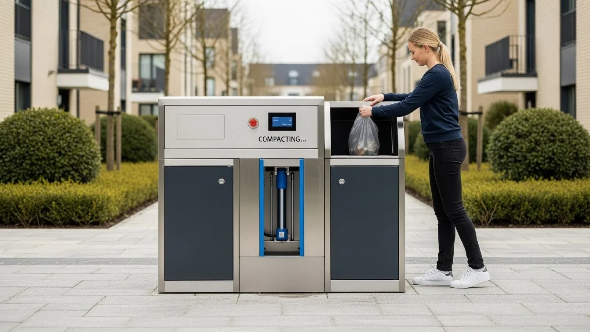 Thùng ép rác chất tải tự động giúp giảm khối lượng rác hiệu quả