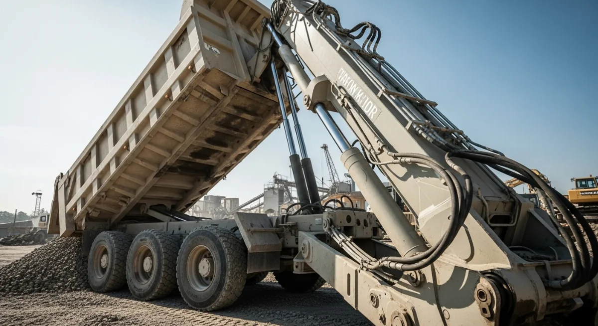 Hình ảnh xi lanh ben thủy lực đa tầng hoạt động