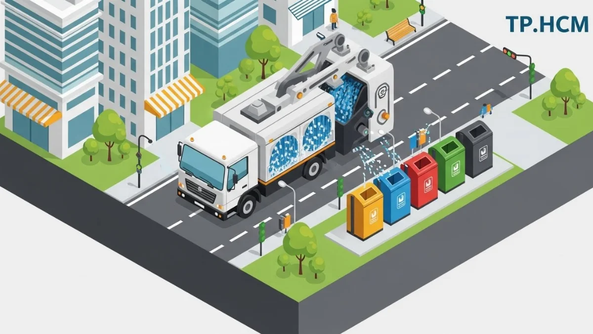 Quy trình hoạt động xe rửa thùng rác tự động hiệu quả