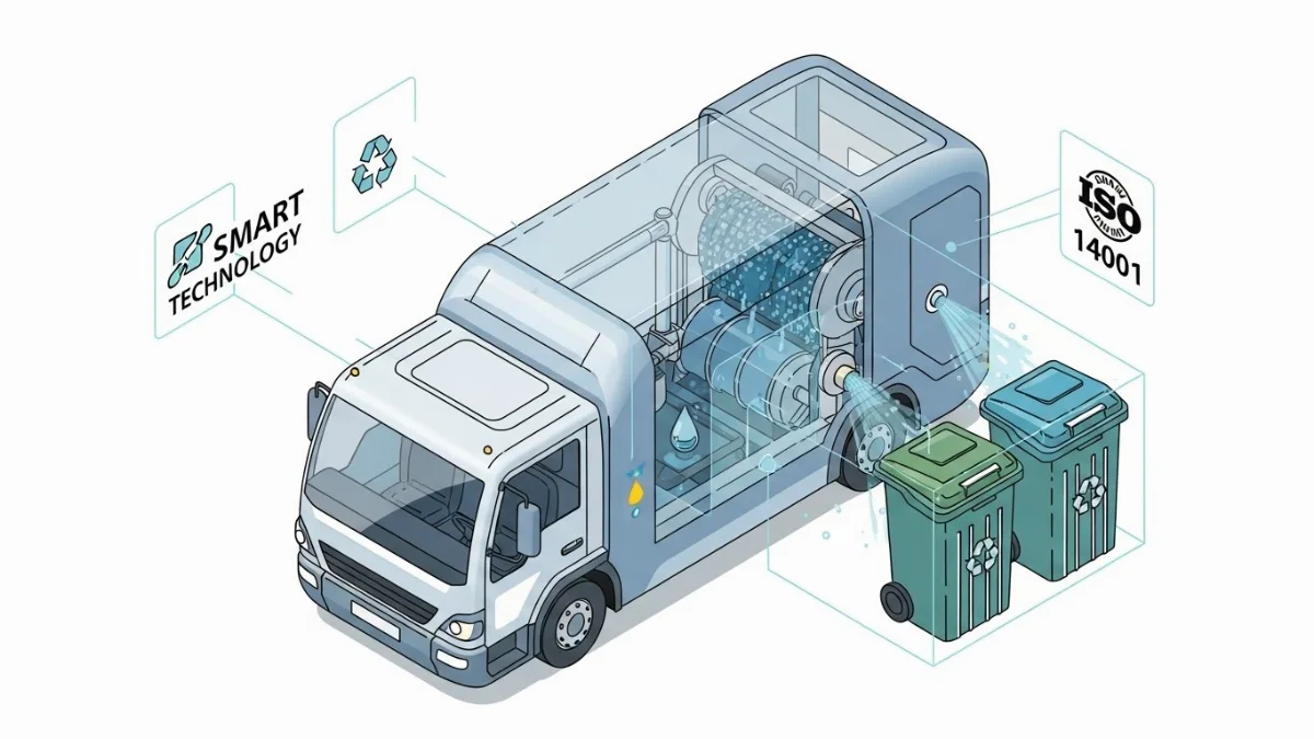 Xe rửa thùng rác tự động mang lại hiệu quả vệ sinh và môi trường