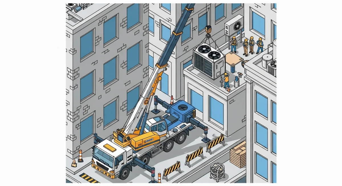 Cẩu gập robot thủy lực đang nâng vật liệu chính xác trên công trường