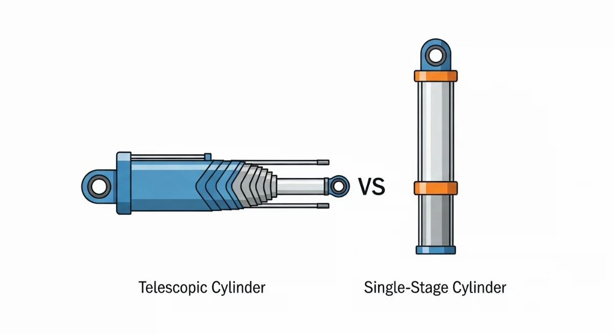 Mô hình cấu tạo xi lanh tháp ben thủy lực đa tầng cho xe tải nặng