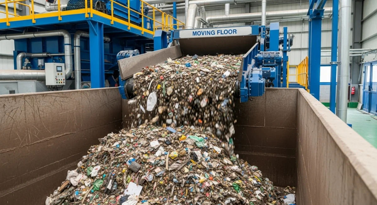 Hệ thống Moving Floor hoạt động mạnh mẽ, vận chuyển vật liệu hiệu quả