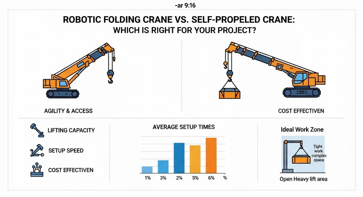 Hai loại cẩu hoạt động song song tại công trình, minh họa lựa chọn phù hợp