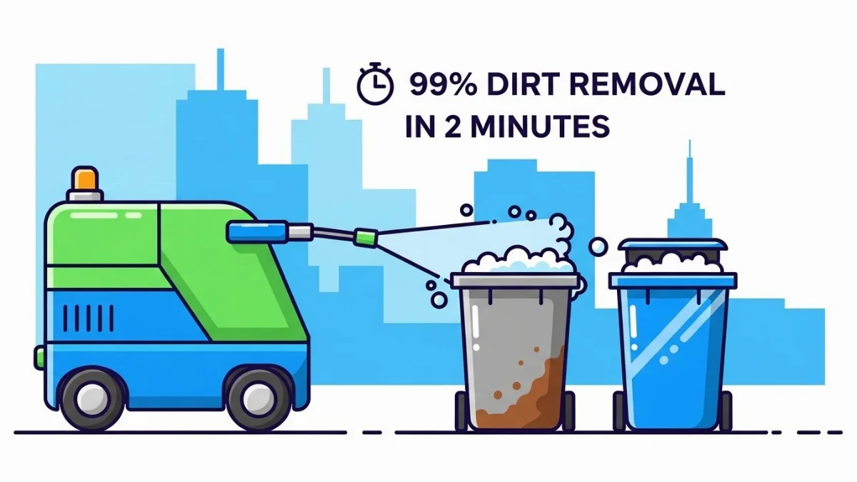 Công nghệ rửa thùng rác áp lực cao không dùng tay đảm bảo vệ sinh