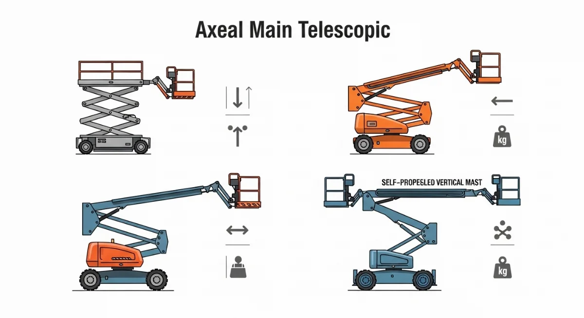 Xe nâng người ống lồng vươn cao trên công trường
