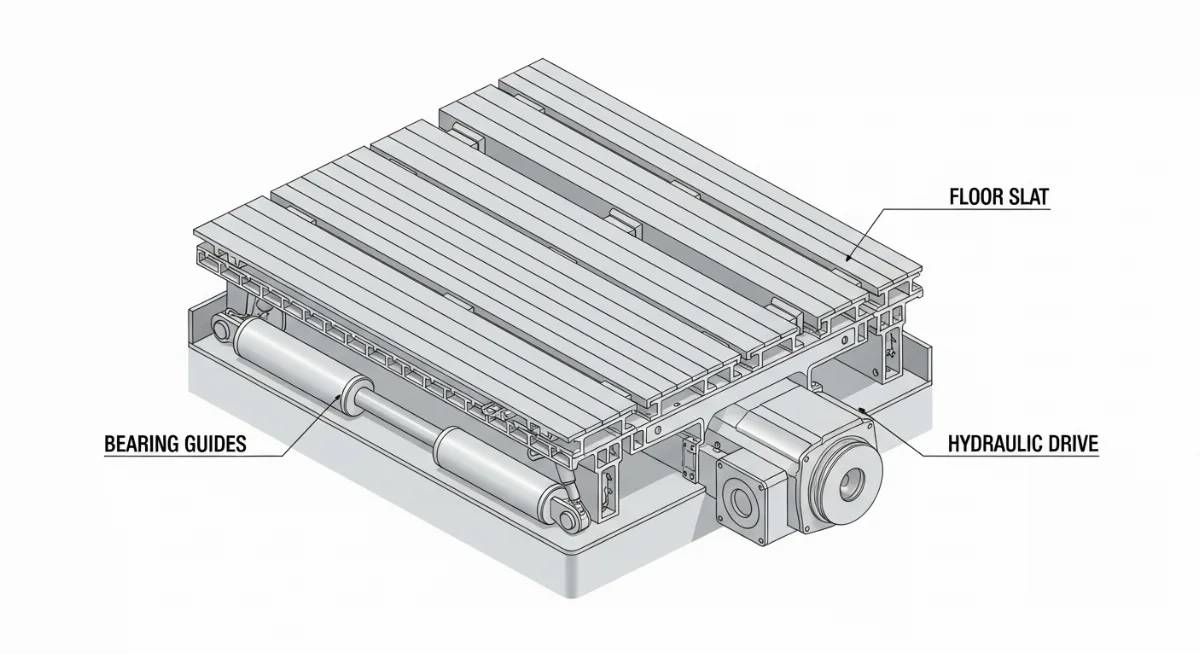Ứng dụng băng tải trượt tự động Moving Floor trong nhà máy xử lý rác thải.