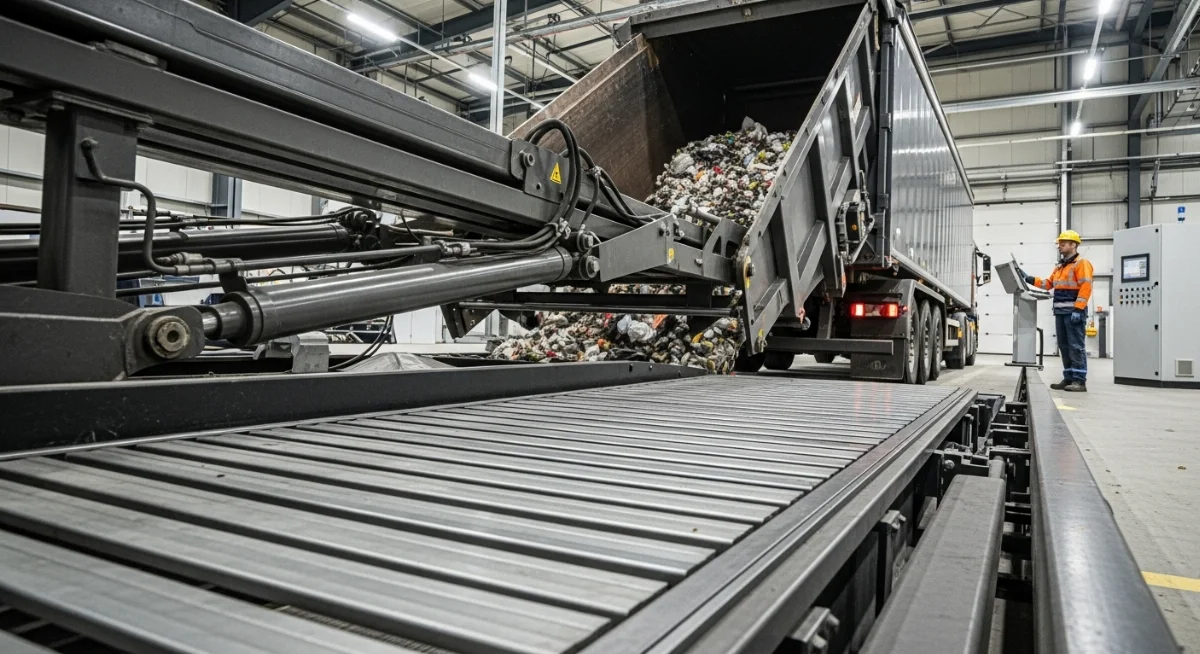 Sàn trượt tự đổ vận chuyển rác thải công nghiệp nặng hiệu quả