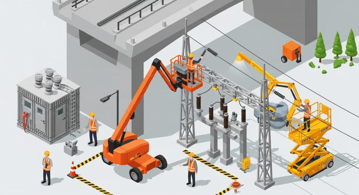 Xe nâng người dạng cần vươn làm việc an toàn trên công trường