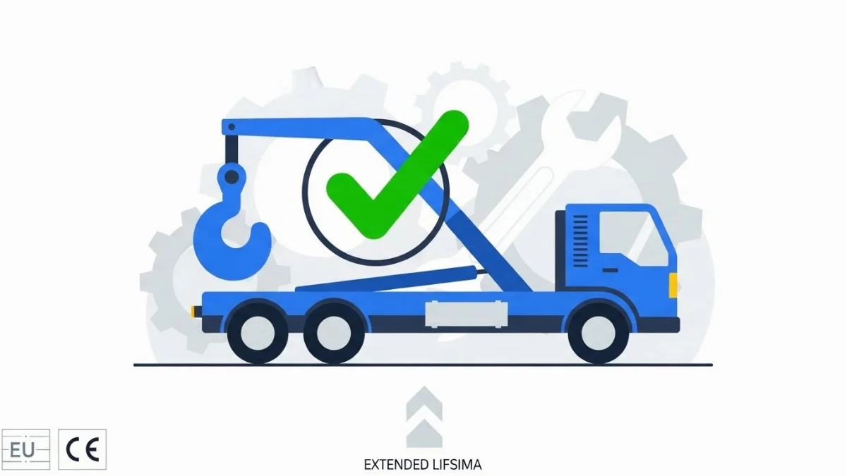 Kỹ thuật vi&ecirc;n đang kiểm tra c&aacute;c mối nối v&agrave; linh kiện điện tử tr&ecirc;n xe hooklift