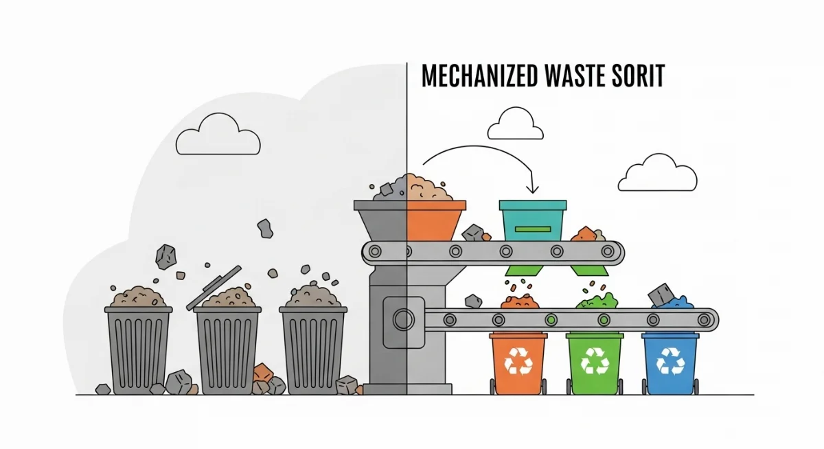 Hình ảnh robot xử lý rác tự động phân loại rác thải