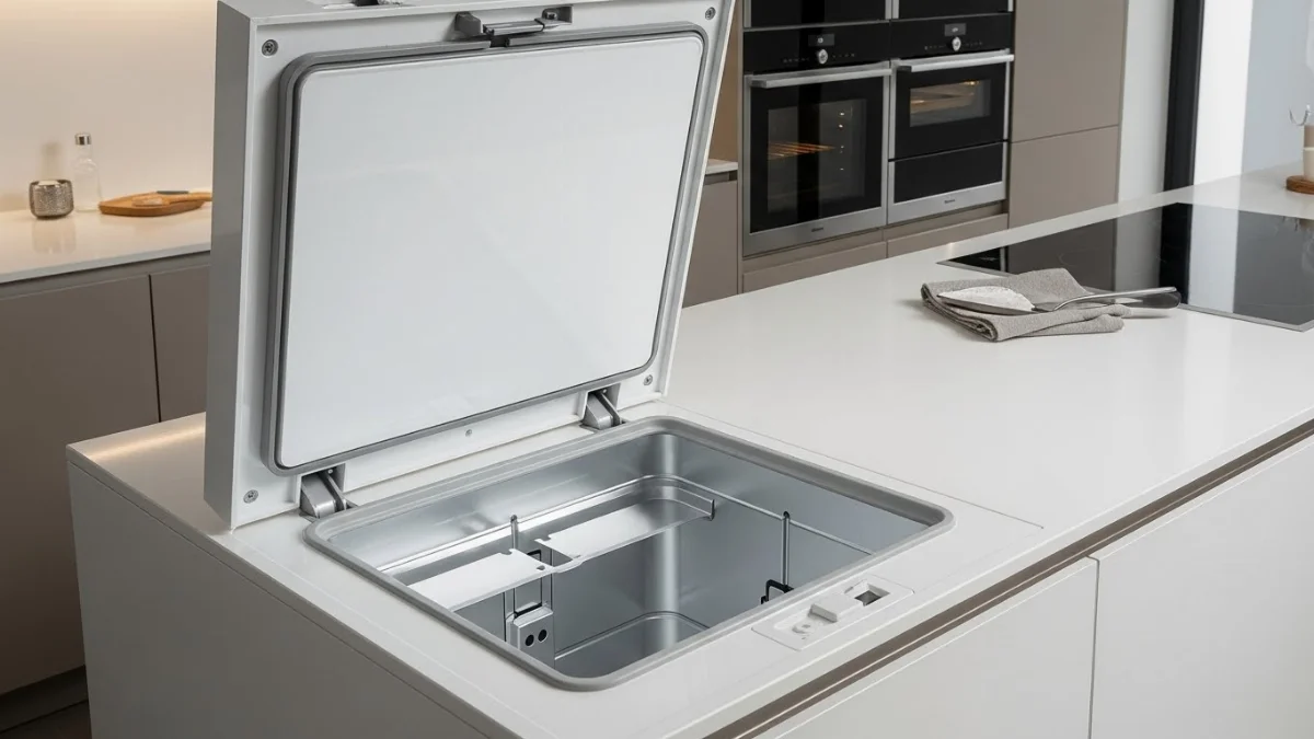 Hình ảnh thùng ép rác nhà bếp chống bám dính với bề mặt siêu sạch