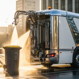 Tiết Kiệm 60% Lượng Nước Với Xe Rửa Thùng Rác Thông Minh Tiêu Chuẩn ISO 14001